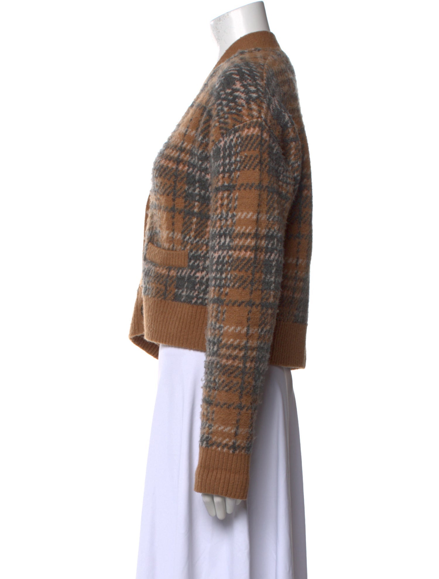 RE/DONE Plaid Print V-Neck Sweater