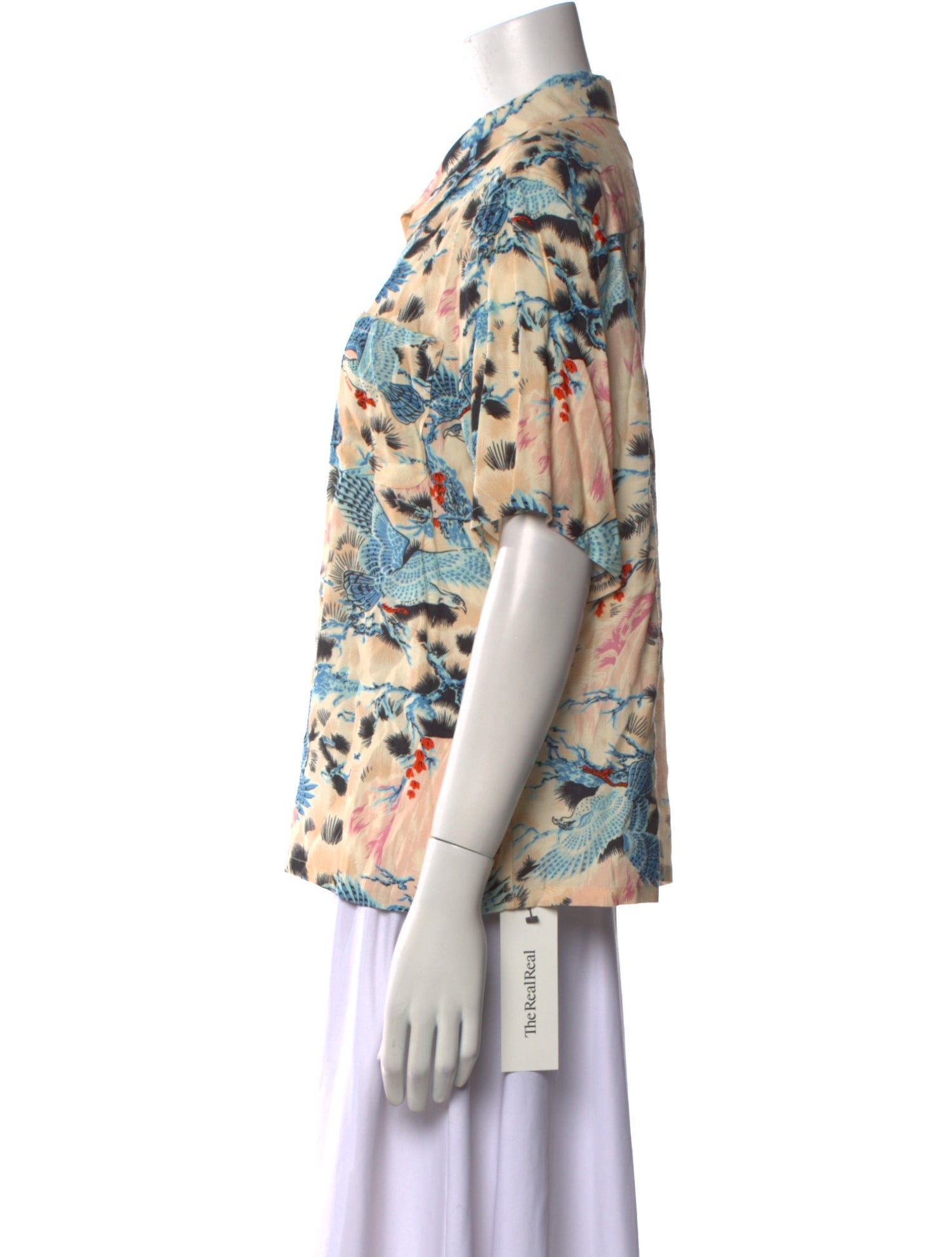 RE/DONE Printed Short Sleeve Button-Up Top