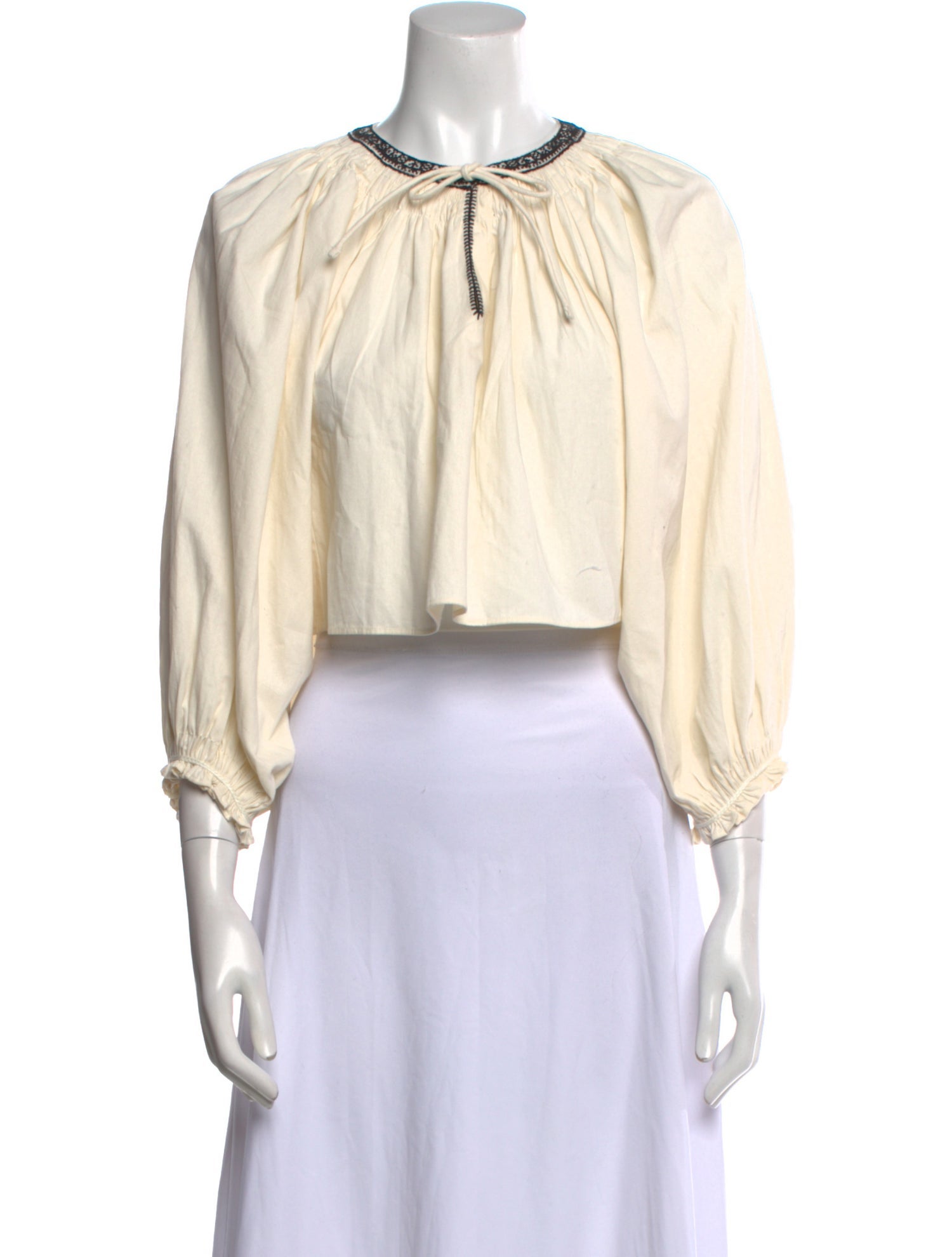 RE/DONE Crew Neck Three-Quarter Sleeve Crop Top