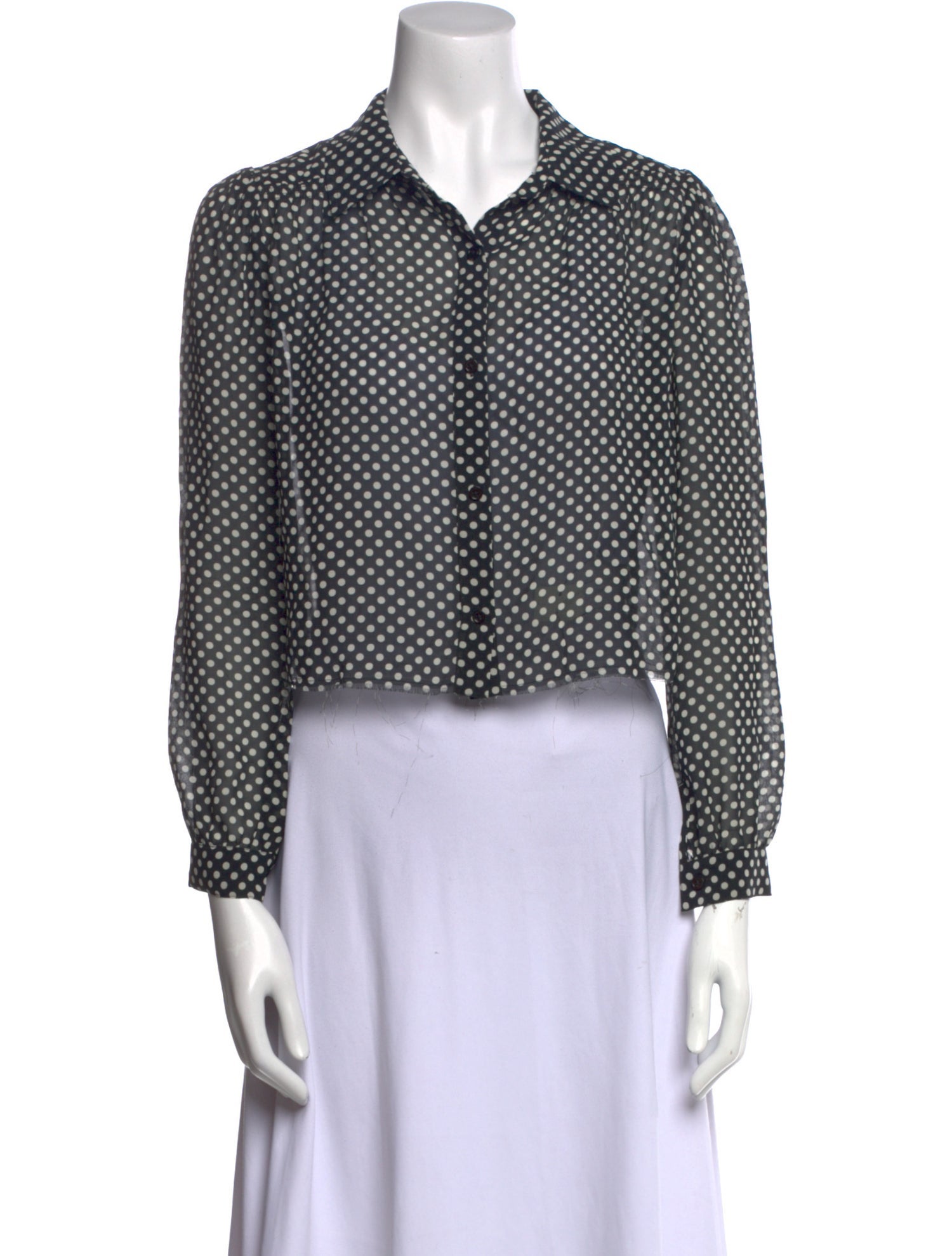 RE/DONE Silk Polka Dot Print Crop Top