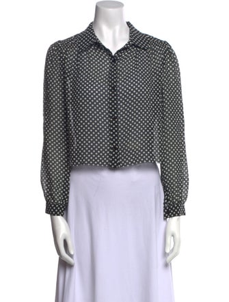 RE/DONE Silk Polka Dot Print Crop Top