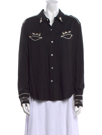 RE/DONE Graphic Print Long Sleeve Button-Up Top