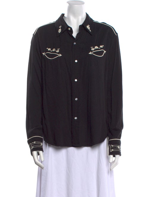 RE/DONE Graphic Print Long Sleeve Button-Up Top