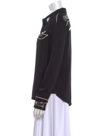 RE/DONE Graphic Print Long Sleeve Button-Up Top