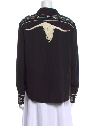 RE/DONE Graphic Print Long Sleeve Button-Up Top