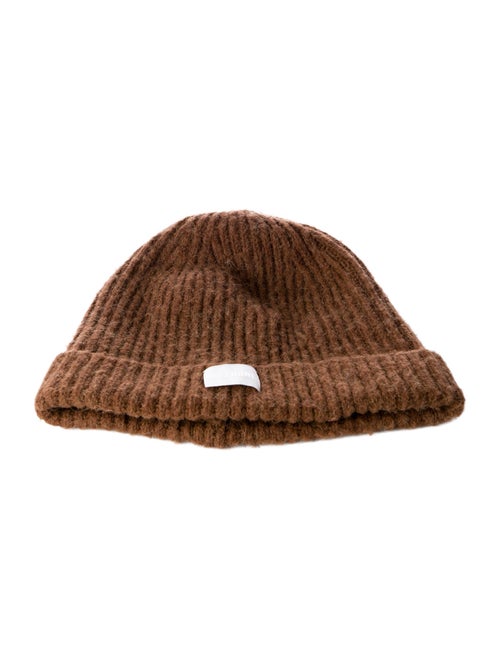 RE/DONE Brown Wool Beanie w/ Pleated Accent & Raw Edge Trim Throughout