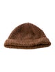 RE/DONE Brown Wool Beanie w/ Pleated Accent & Raw Edge Trim Throughout
