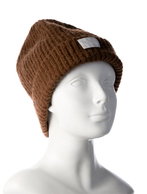 RE/DONE Brown Wool Beanie w/ Pleated Accent & Raw Edge Trim Throughout