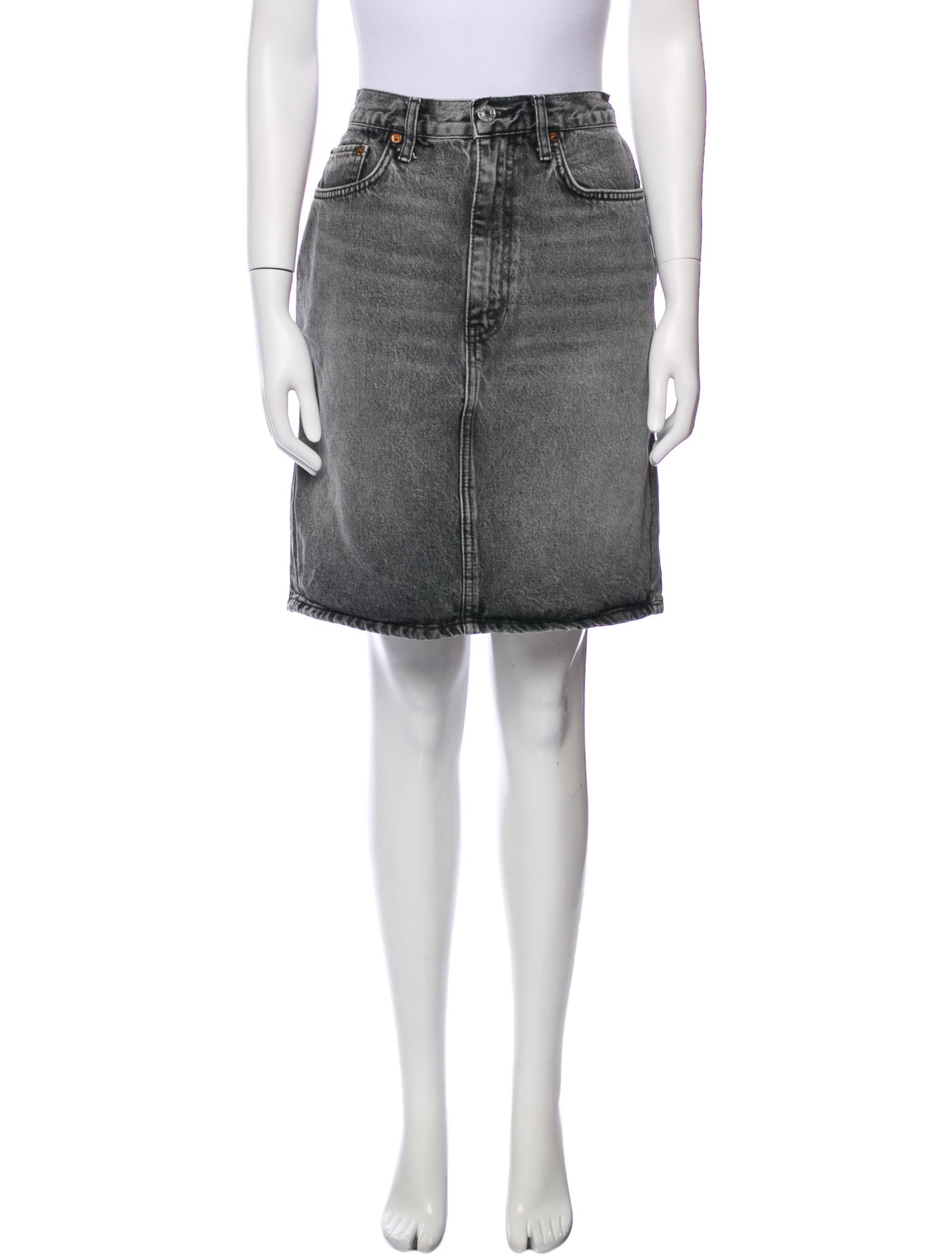 RE/DONE Distressed Accents Knee-Length Skirt
