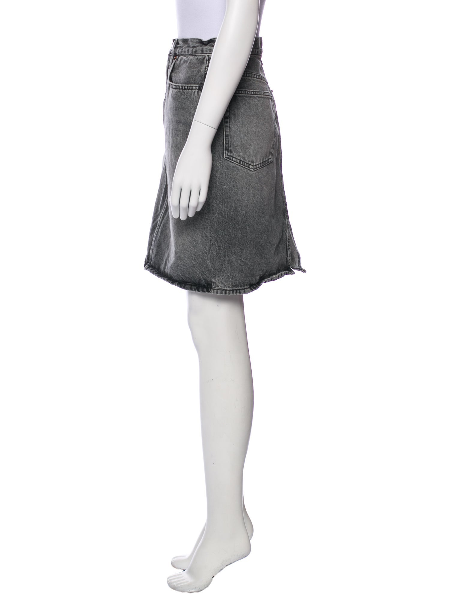 RE/DONE Distressed Accents Knee-Length Skirt