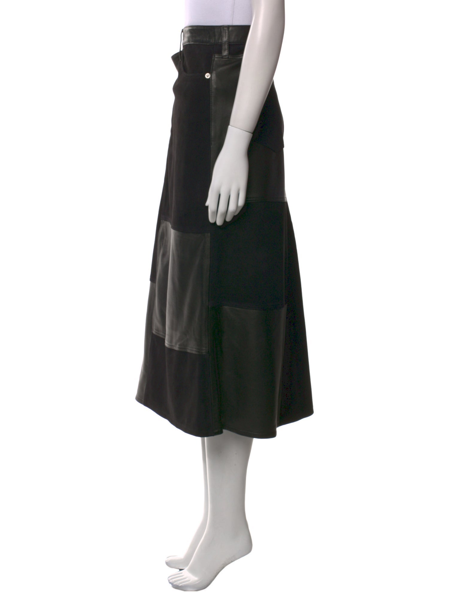 RE/DONE Lamb Leather Midi Length Skirt