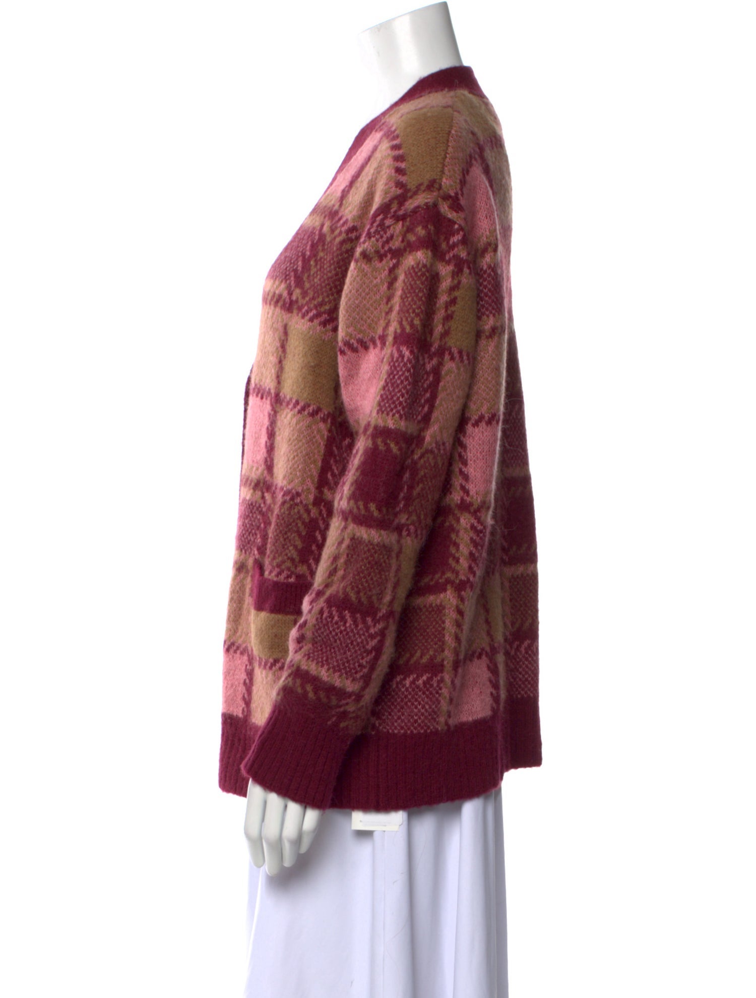 RE/DONE Plaid Print V-Neck Sweater