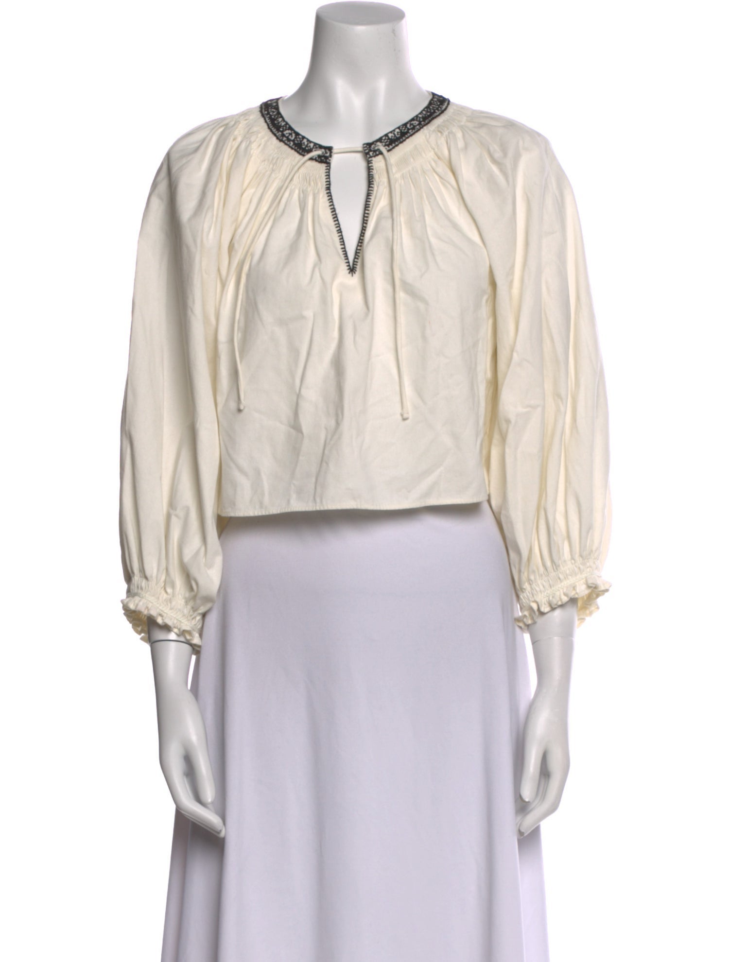 RE/DONE V-Neck Long Sleeve Crop Top