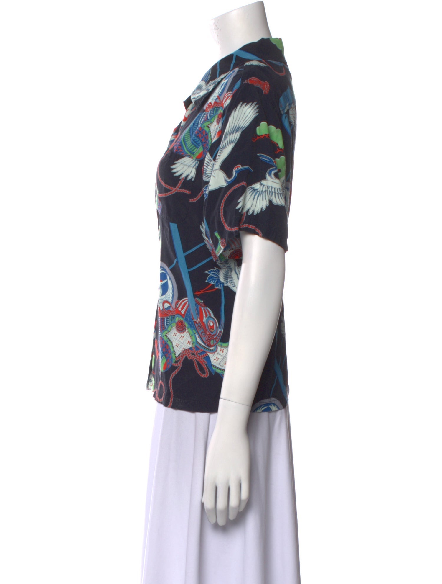 RE/DONE Printed Short Sleeve Button-Up Top