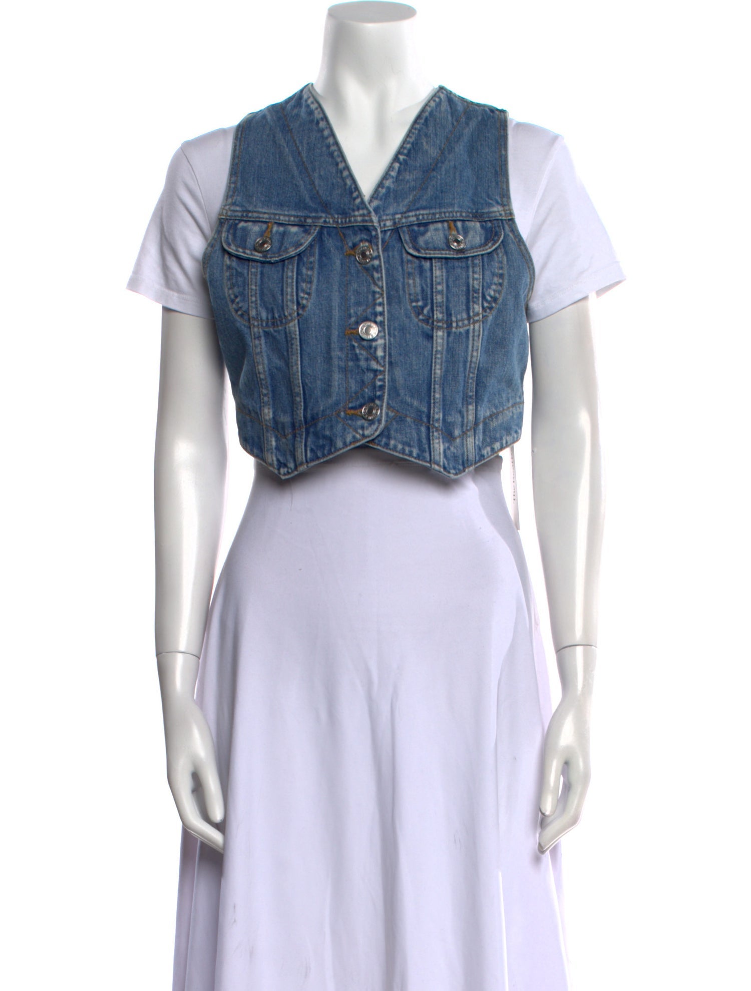 RE/DONE V-Neck Short Sleeve Crop Top