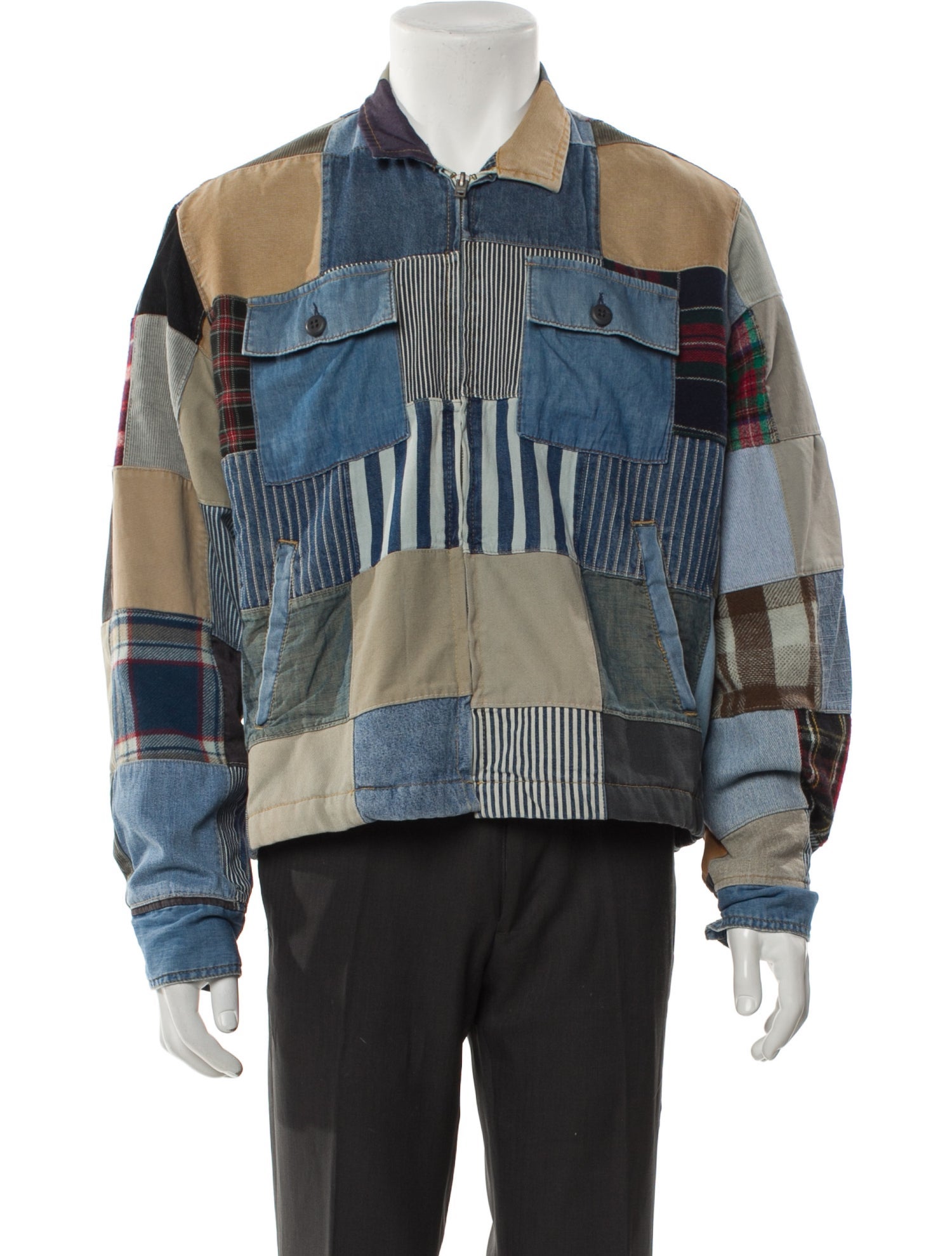 RE/DONE Colorblock Pattern Denim Jacket