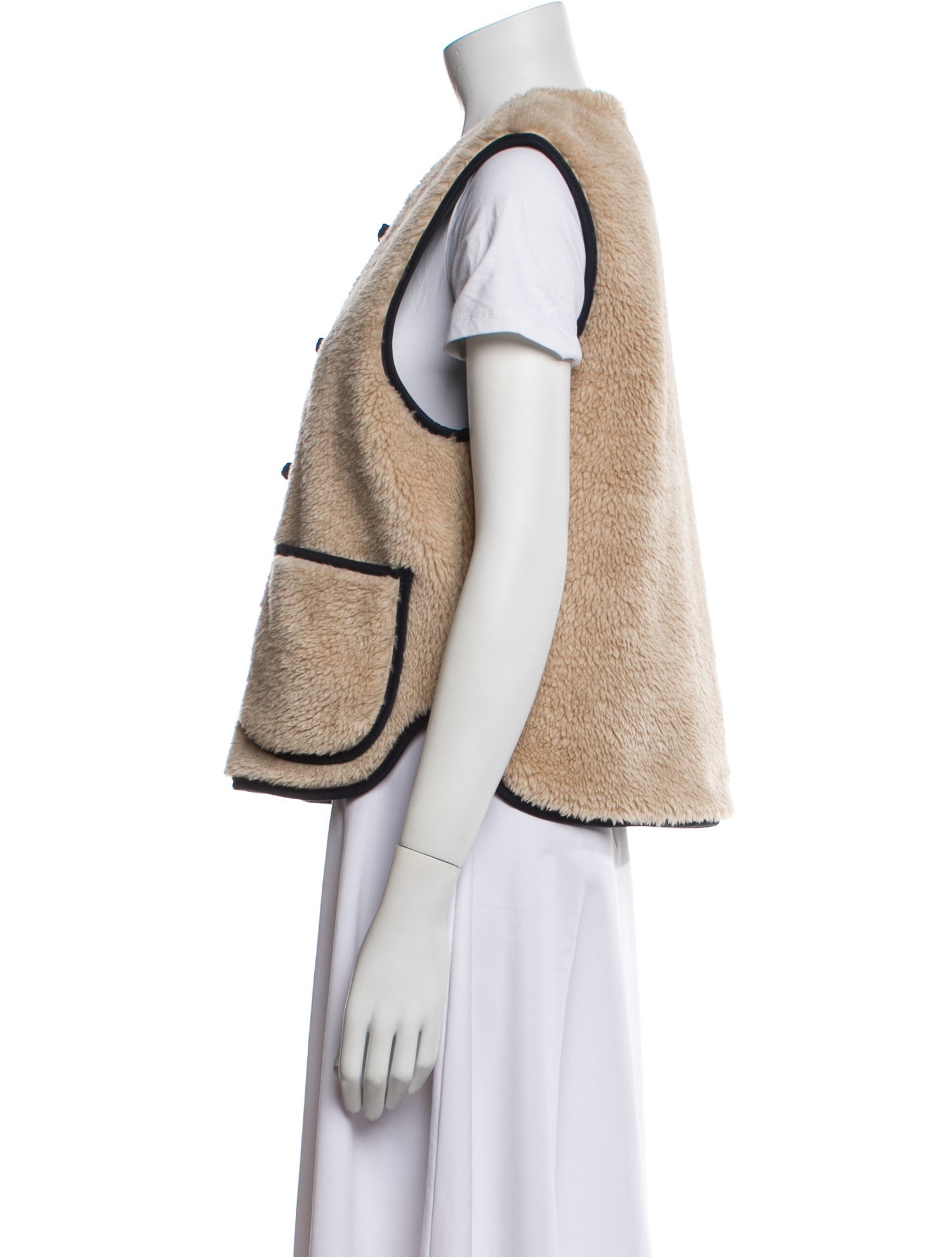 RE/DONE Faux Fur Colorblock Pattern Vest