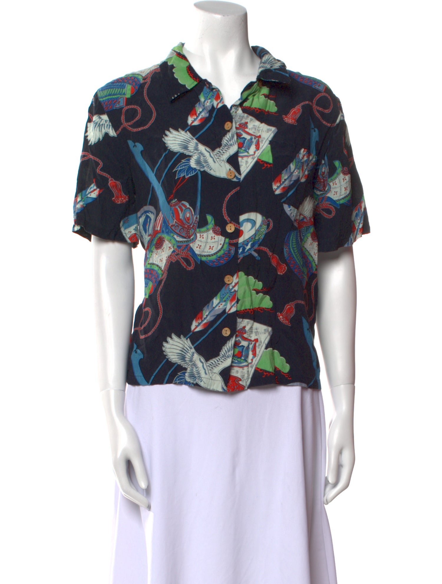 RE/DONE Printed Short Sleeve Button-Up Top