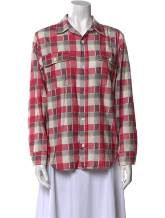 RE/DONE Plaid Print Long Sleeve Button-Up Top