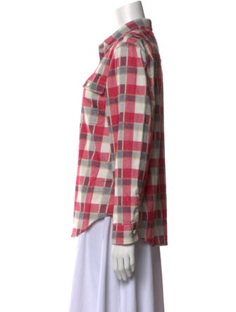 RE/DONE Plaid Print Long Sleeve Button-Up Top