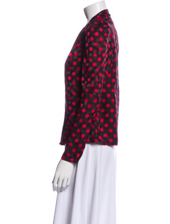 RE/DONE Silk Polka Dot Print Button-Up Top
