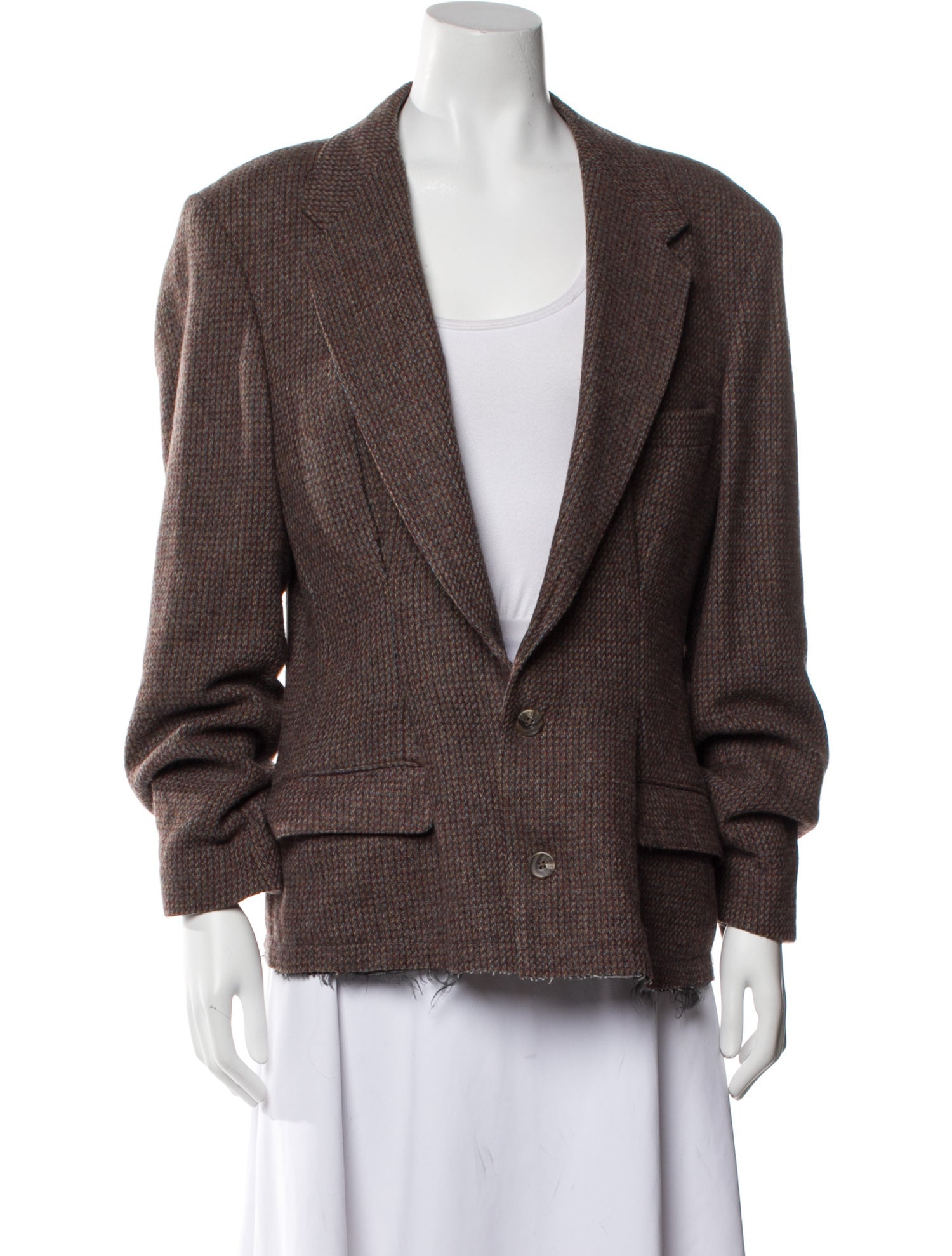 RE/DONE Wool Plaid Print Blazer