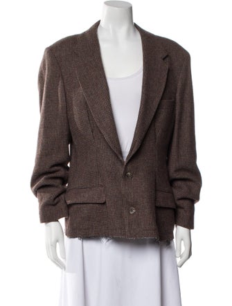 RE/DONE Wool Plaid Print Blazer