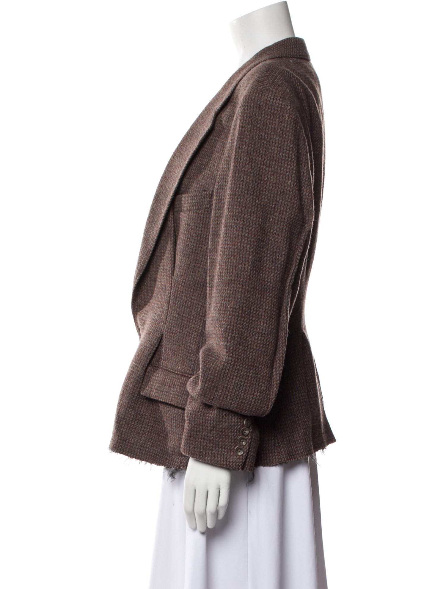 RE/DONE Wool Plaid Print Blazer