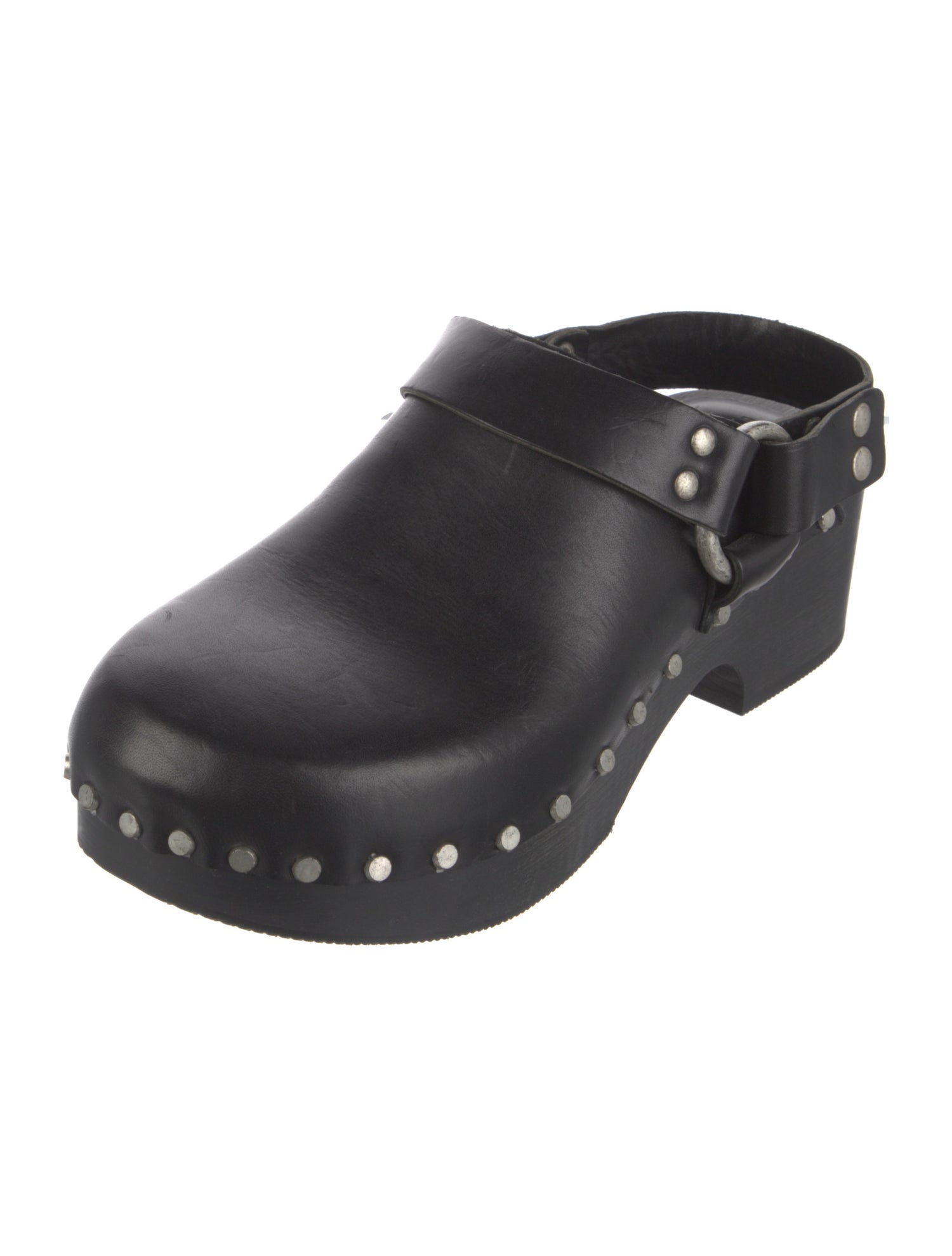 RE/DONE Leather Studded Accents Slingback Flats