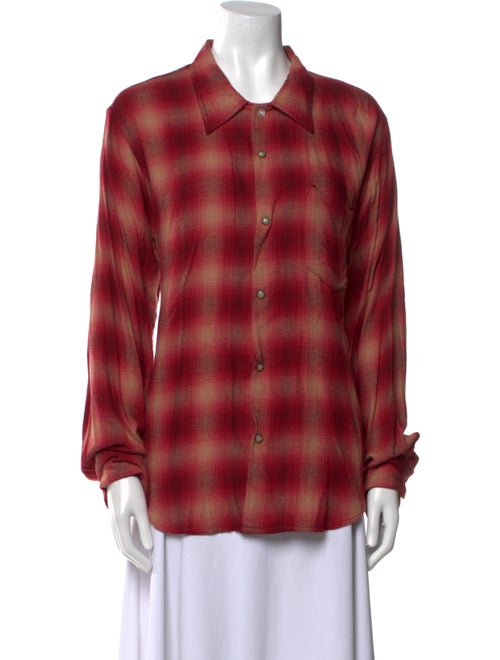 RE/DONE Plaid Print Long Sleeve Button-Up Top