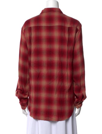RE/DONE Plaid Print Long Sleeve Button-Up Top