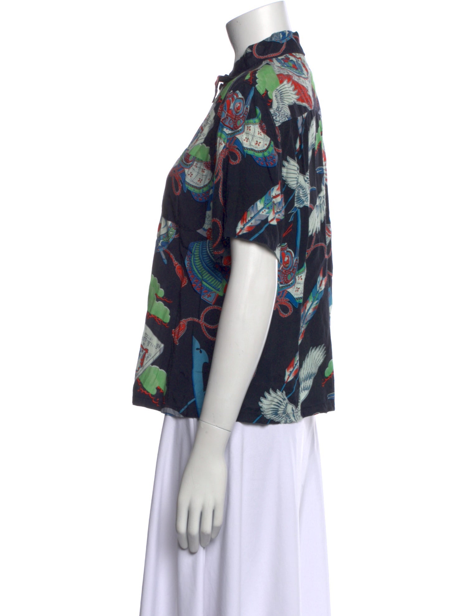 RE/DONE Printed Short Sleeve Button-Up Top