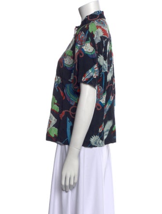 RE/DONE Printed Short Sleeve Button-Up Top