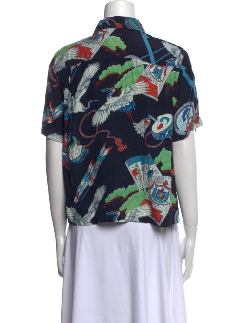 RE/DONE Printed Short Sleeve Button-Up Top