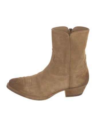 RE/DONE Suede Leather Trim Embellishment Western Boots