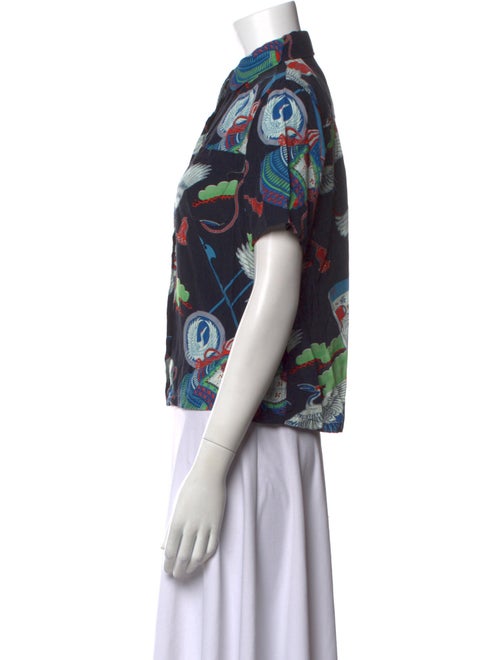RE/DONE Printed Short Sleeve Button-Up Top