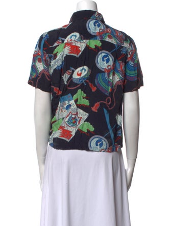 RE/DONE Printed Short Sleeve Button-Up Top