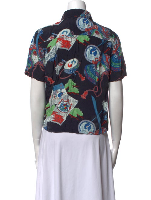 RE/DONE Printed Short Sleeve Button-Up Top