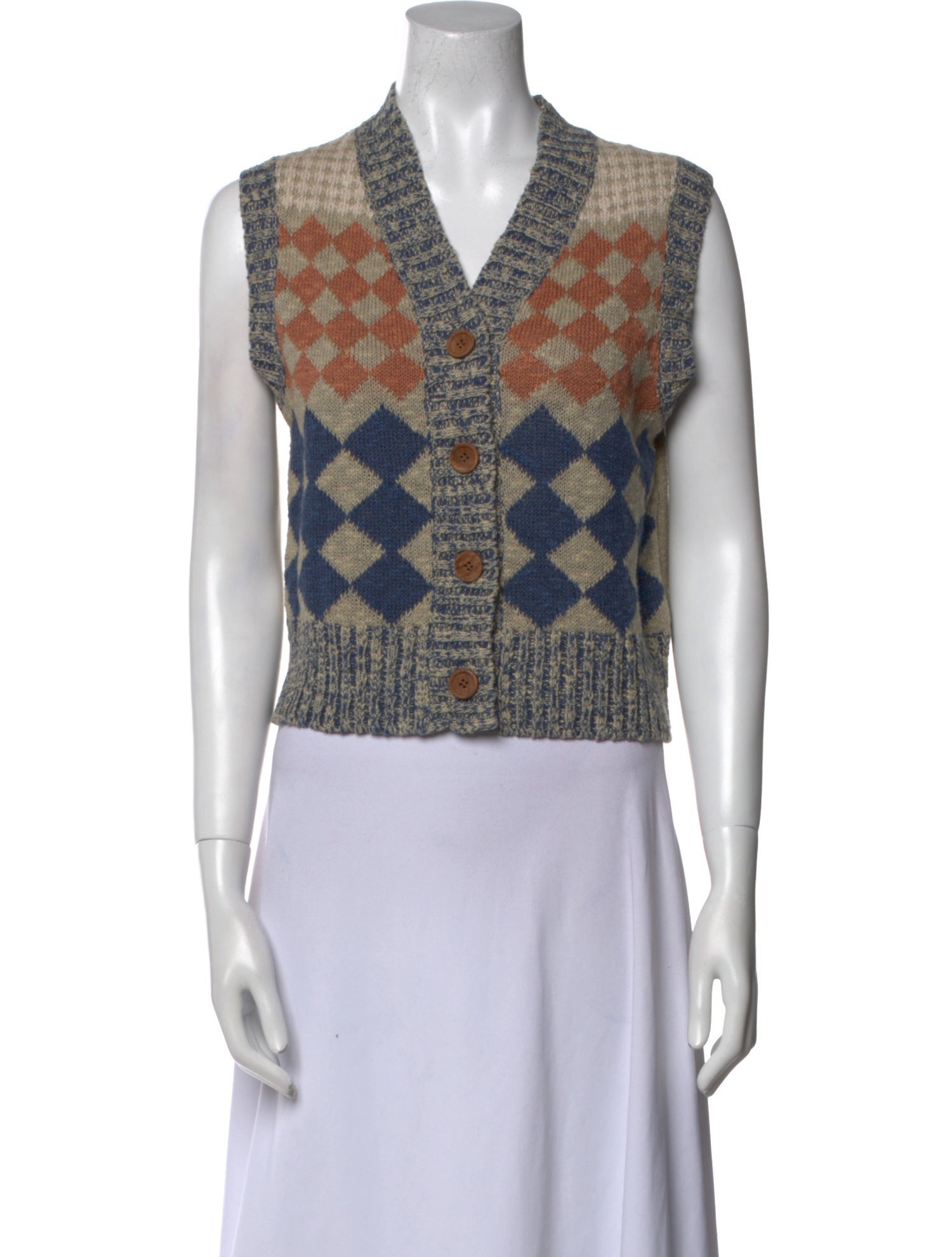 RE/DONE Printed V-Neck Sweater w/ Tags