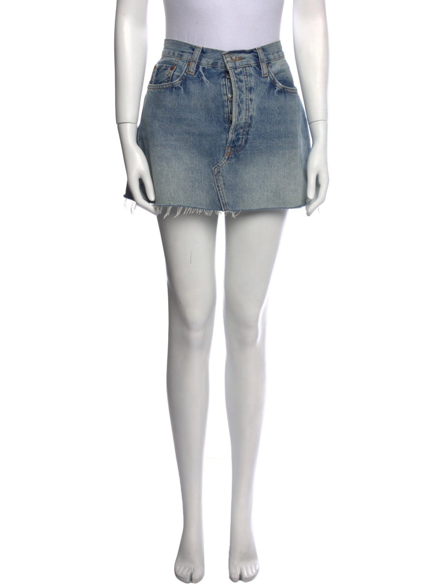 RE/DONE Raw-Edge Trim Mini Skirt