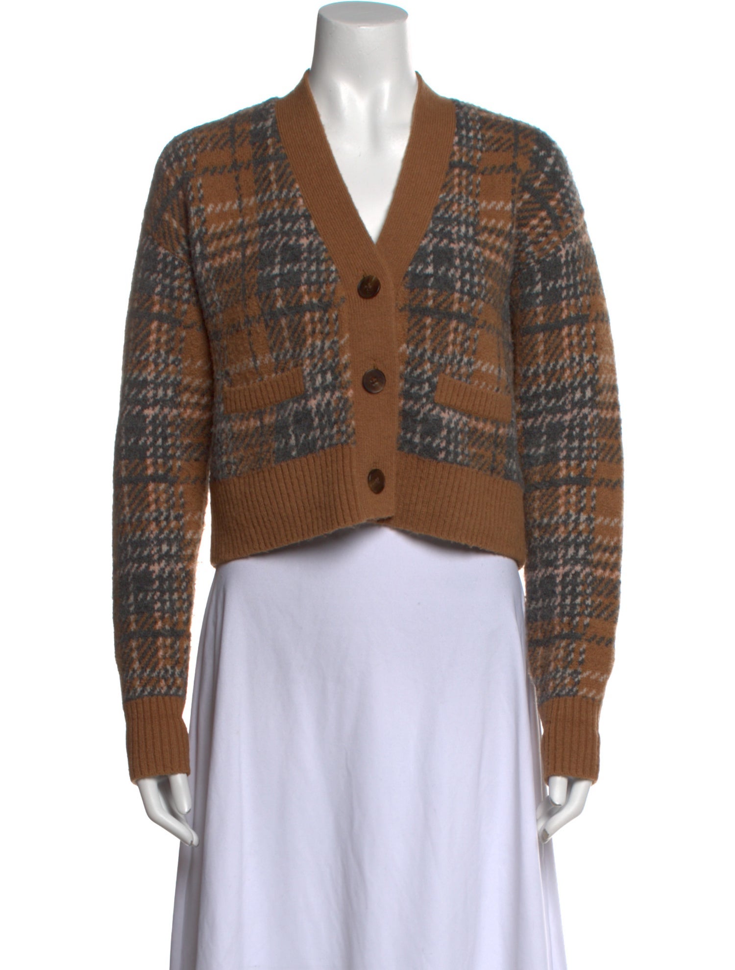 RE/DONE Plaid Print V-Neck Sweater