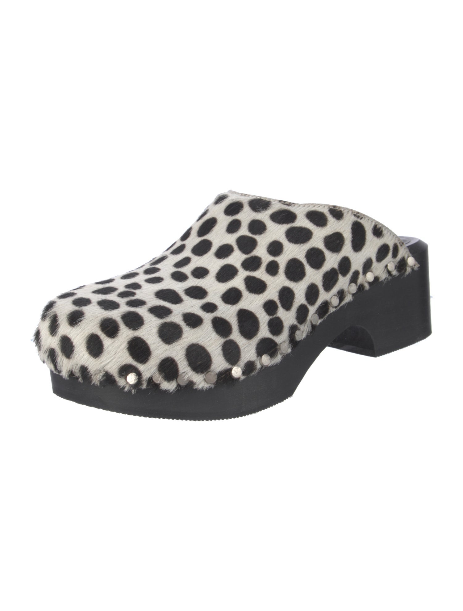 RE/DONE Ponyhair Polka Dot Print Mules