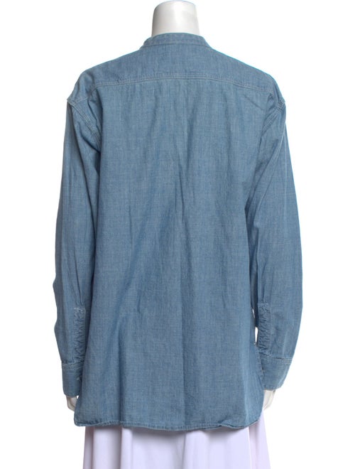RE/DONE Mock Neck Long Sleeve Button-Up Top