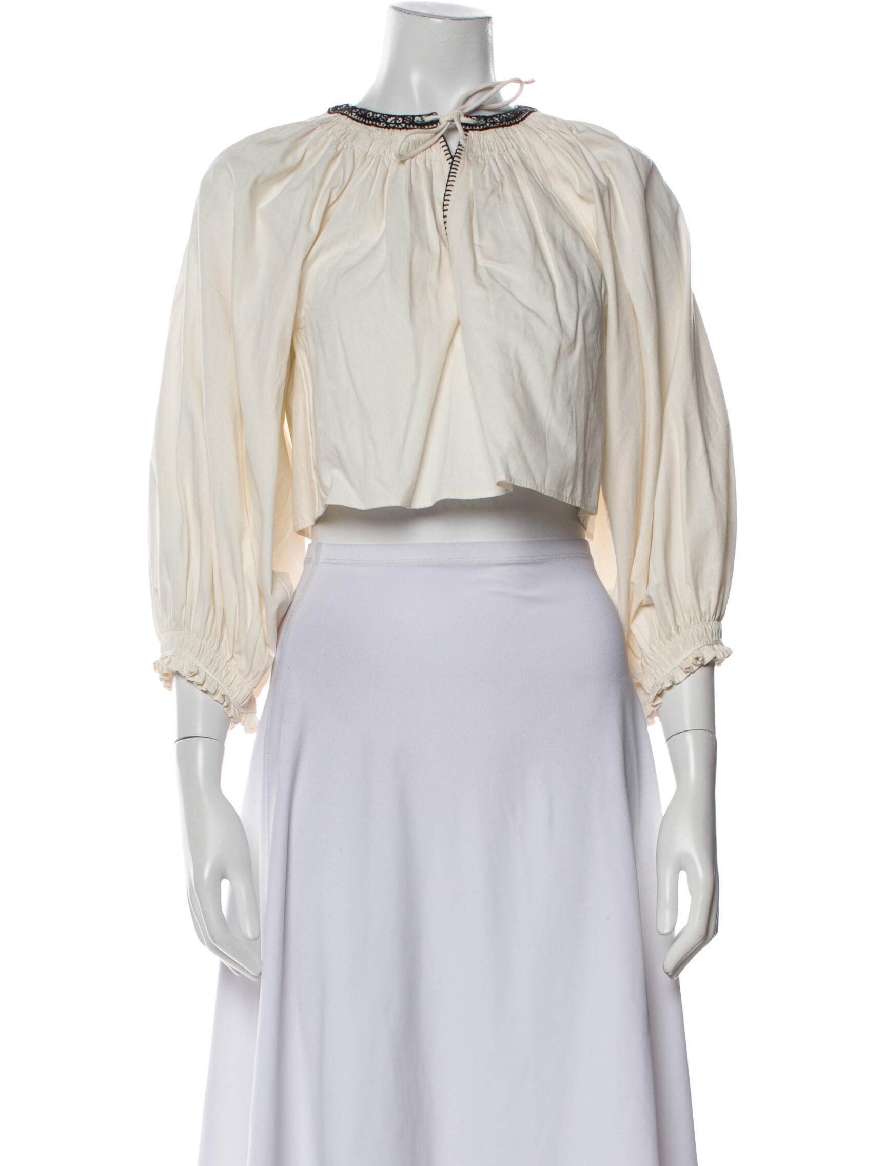 RE/DONE Mock Neck Three-Quarter Sleeve Crop Top w/ Tags