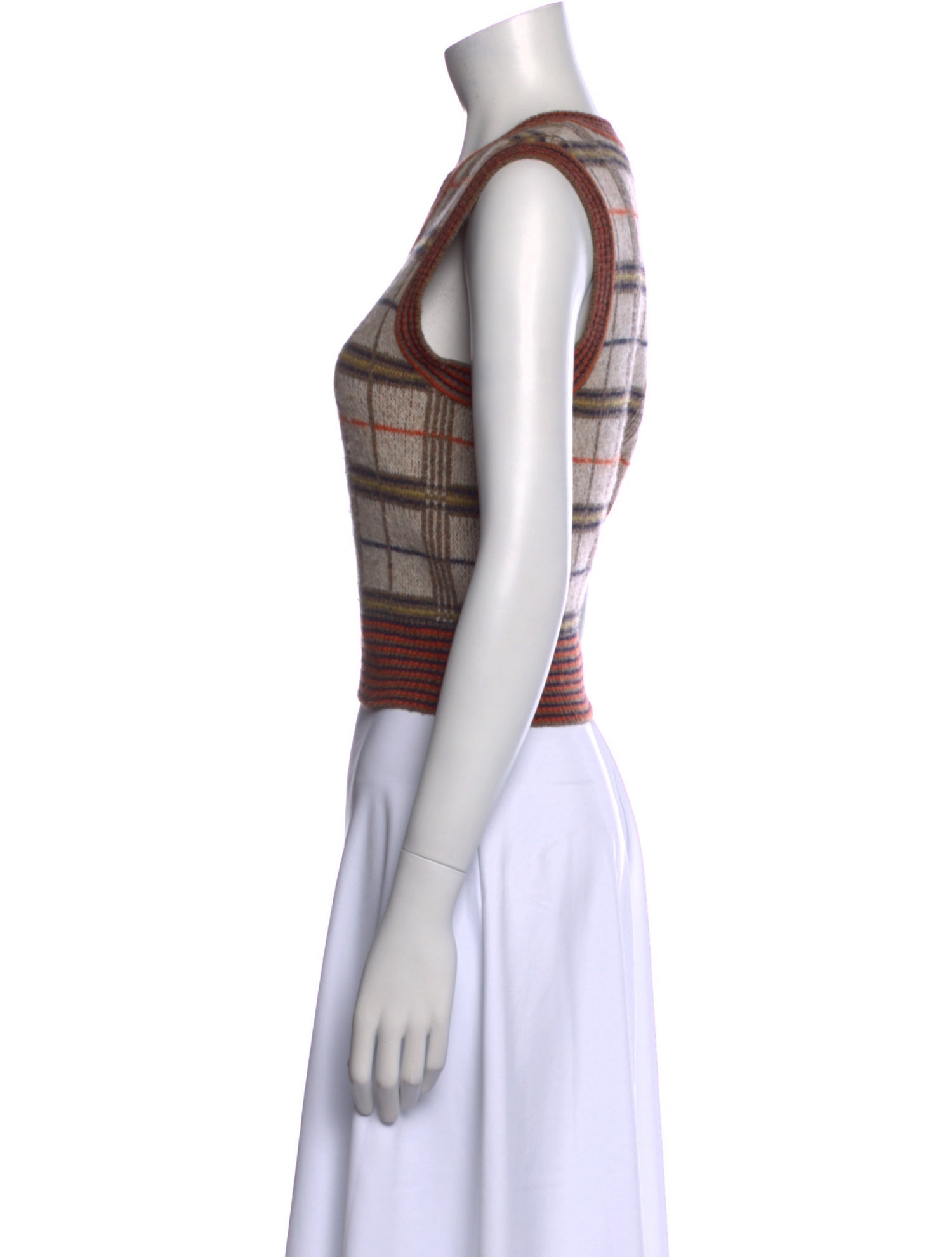 RE/DONE Wool Plaid Print Crop Top