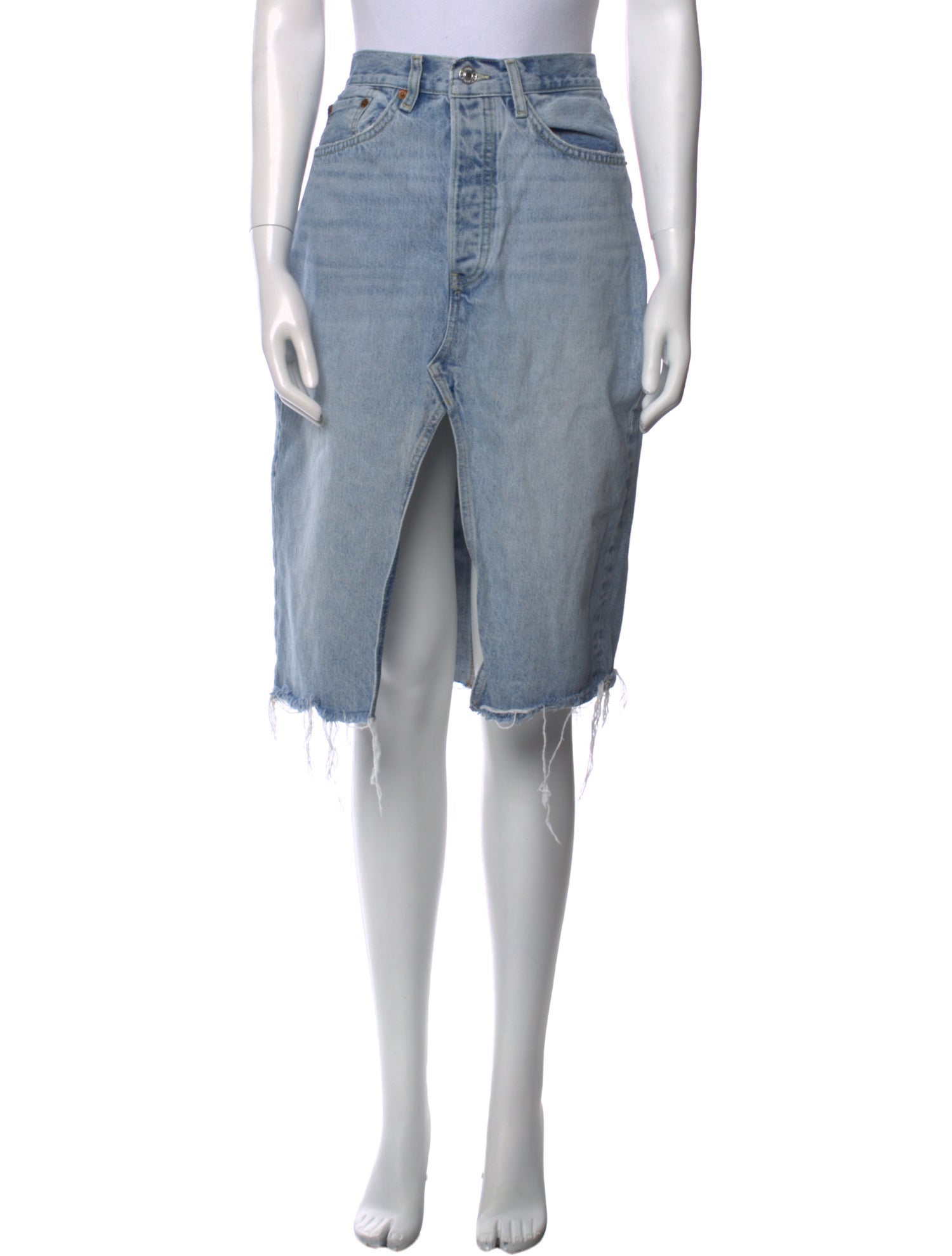 RE/DONE Distressed Accents Knee-Length Skirt