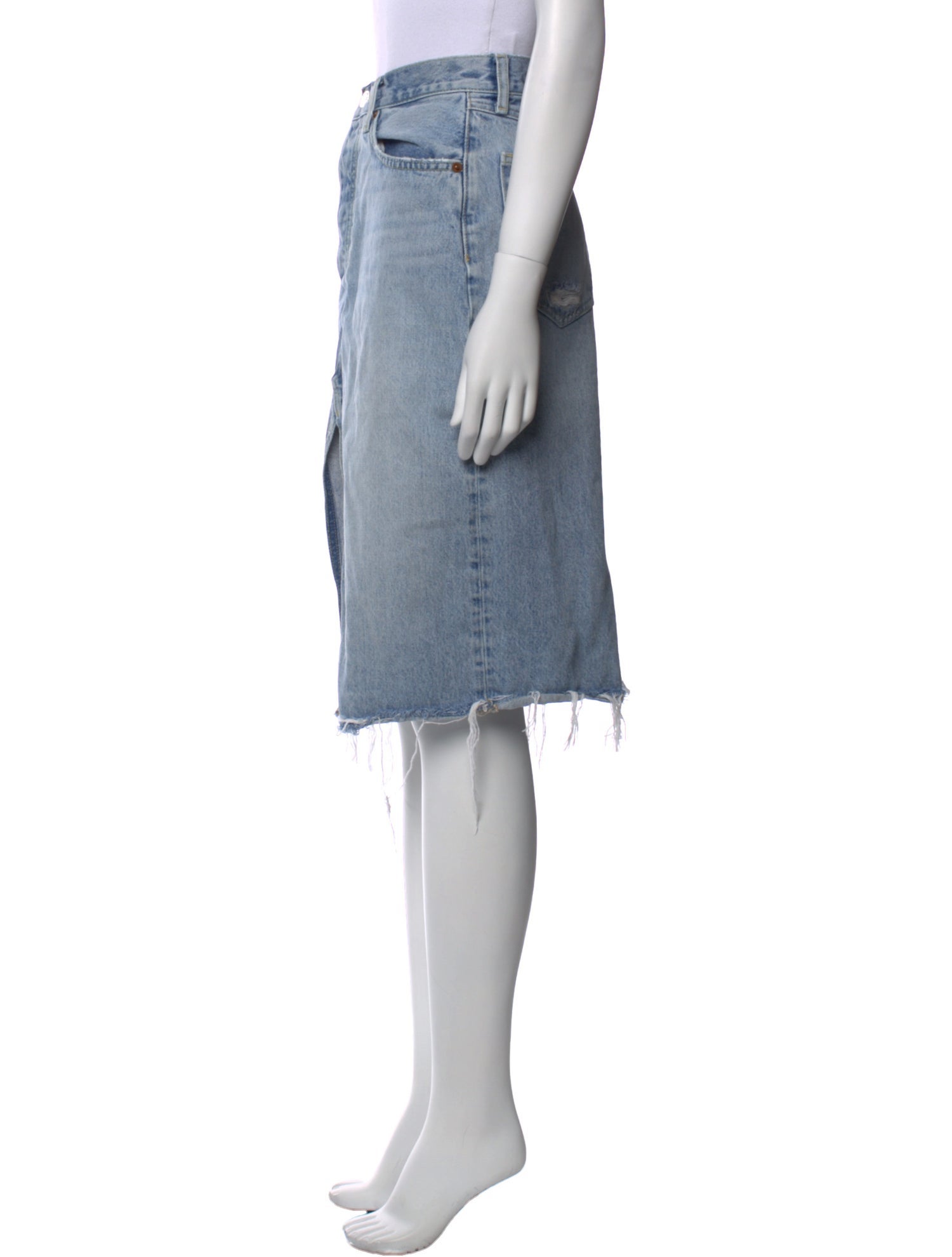 RE/DONE Distressed Accents Knee-Length Skirt