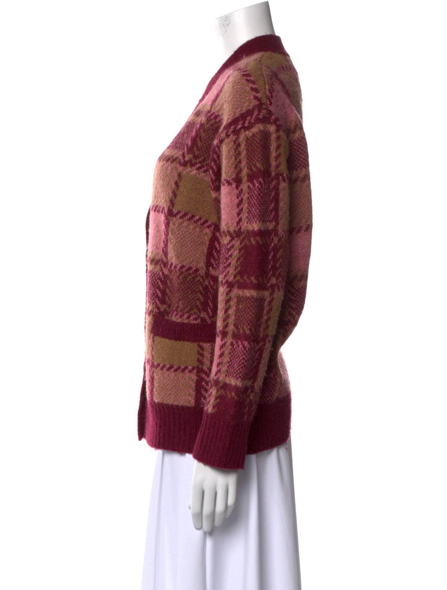 RE/DONE Plaid Print V-Neck Sweater