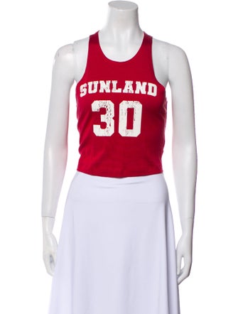 RE/DONE Graphic Print Scoop Neck Top