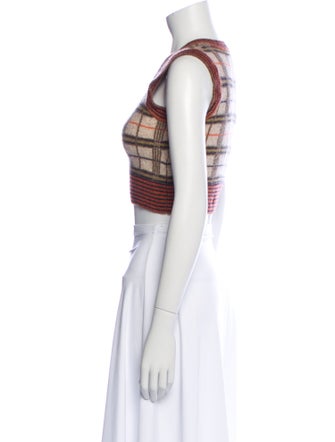 RE/DONE Wool Plaid Print Crop Top